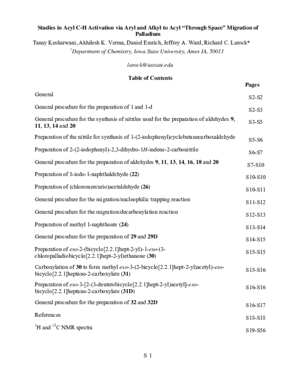 (PDF) Studies in Acyl C−H Activation via Aryl and Alkyl to Acyl ...
