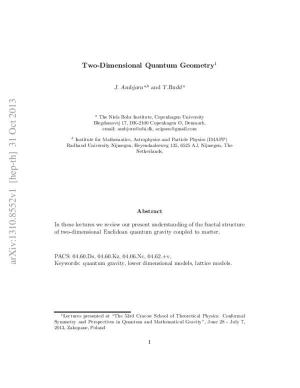 (PDF) Two-dimensional Quantum Geometry