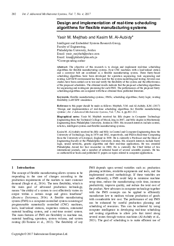 (PDF) Design and implementation of real-time scheduling algorithms for ...