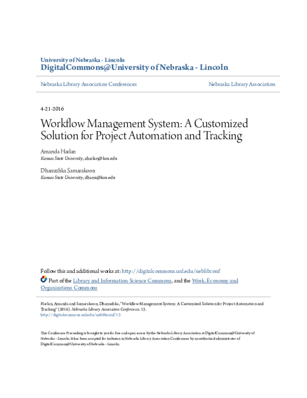 (PDF) Workflow Management System: A Customized Solution for Project ...