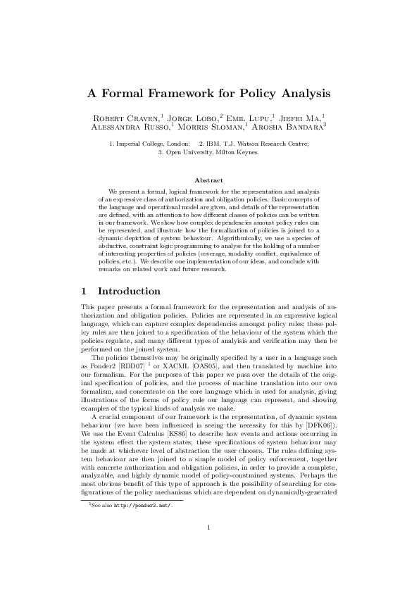 (PDF) A formal framework for policy analysis