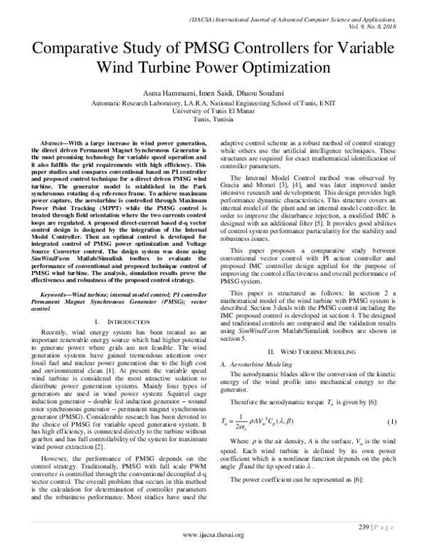 (PDF) Comparative Study of PMSG Controllers for Variable Wind Turbine ...