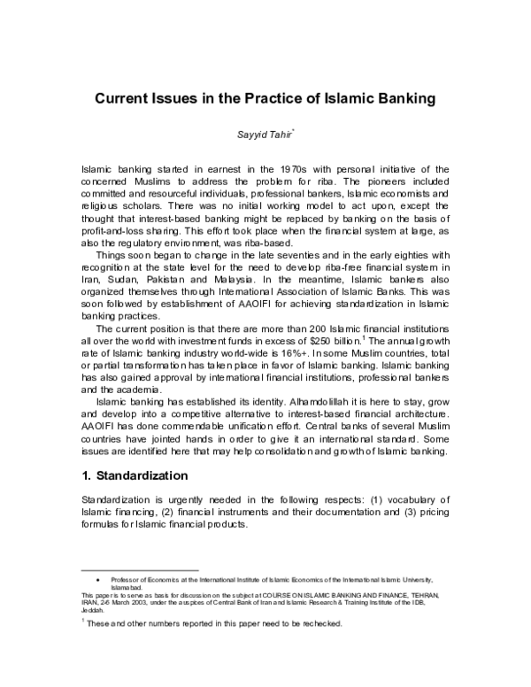 (PDF) Current Issues in the Practice of Islamic Banking