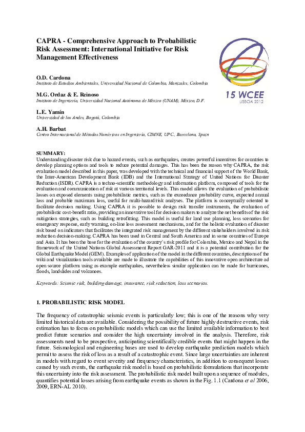 (PDF) CAPRA-Comprehensive Approach to Probabilistic Risk Assessment ...