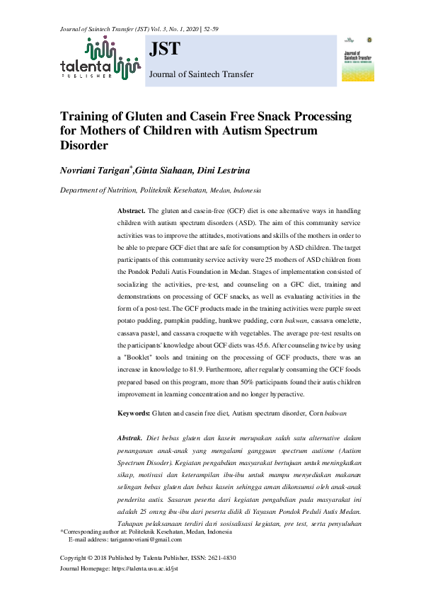 (PDF) Training of Gluten and Casein Free Snack Processing for Mothers ...