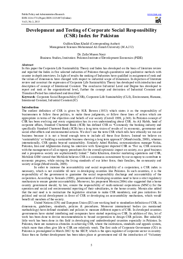 (PDF) Development and Testing of Corporate Social Responsibility (CSR ...