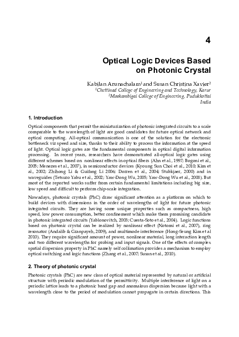 (PDF) Optical Logic Devices based on Photonic Crystal