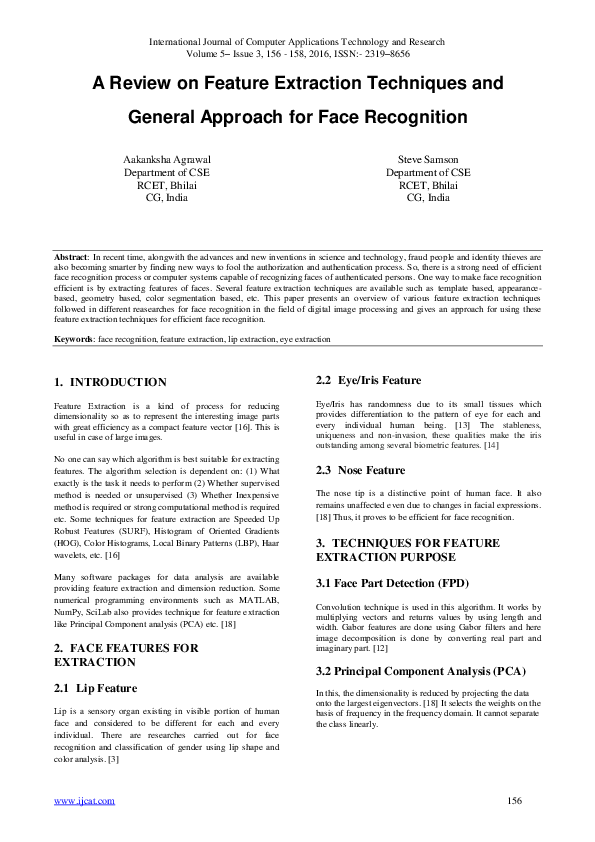 (PDF) A Review on Feature Extraction Techniques and General Approach ...