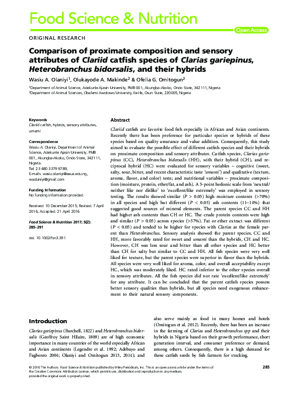 (PDF) Comparison of proximate composition and sensory attributes ...