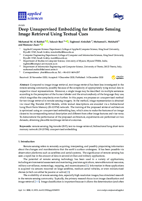 (PDF) Deep Unsupervised Embedding for Remote Sensing Image Retrieval ...