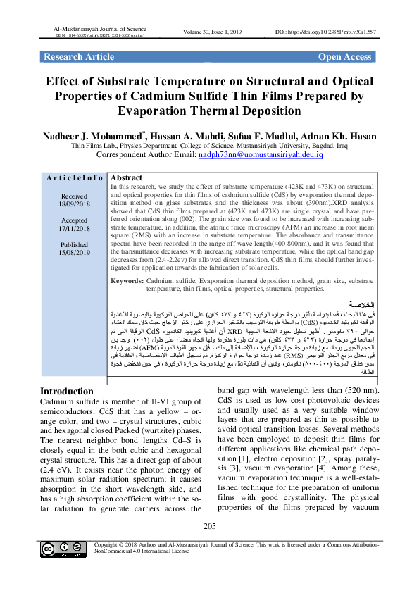 (PDF) Effect of substrate temperature on structural and optical ...