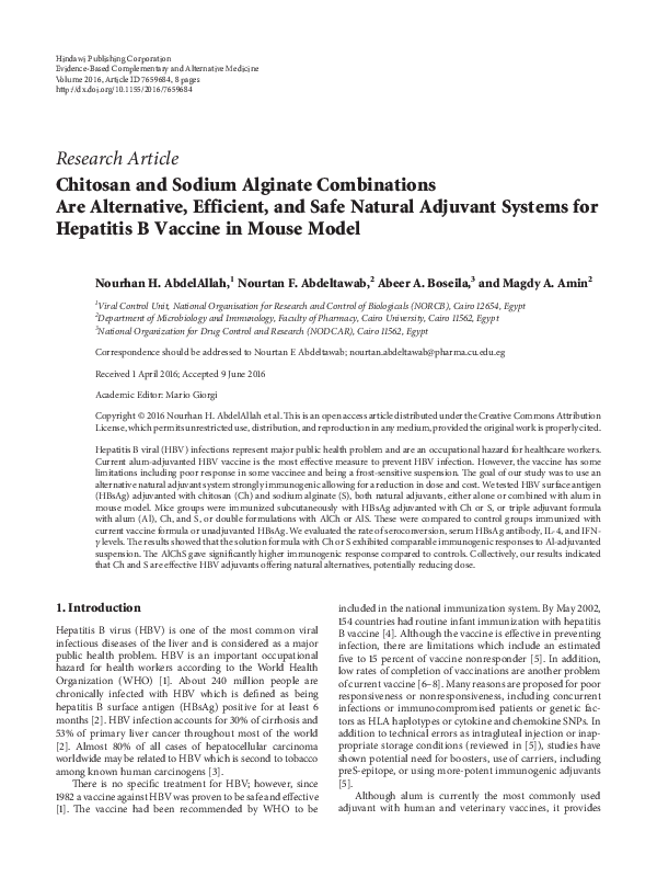 (PDF) Chitosan and Sodium Alginate Combinations Are Alternative ...