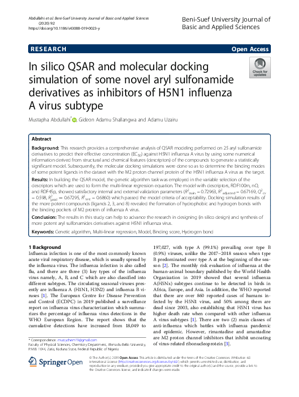 (PDF) In silico QSAR and molecular docking simulation of some novel ...