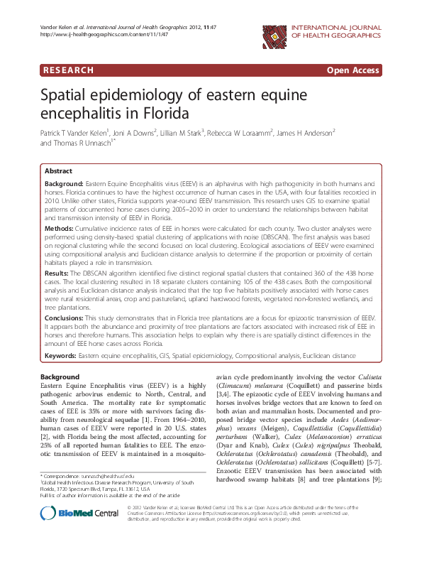 (PDF) Spatial epidemiology of eastern equine encephalitis in Florida