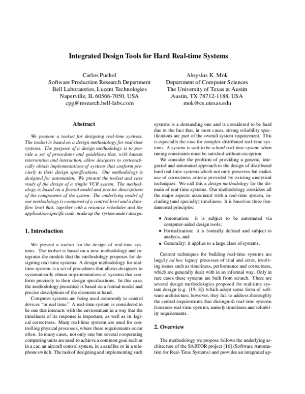 (PDF) Integrated design tools for hard real-time systems