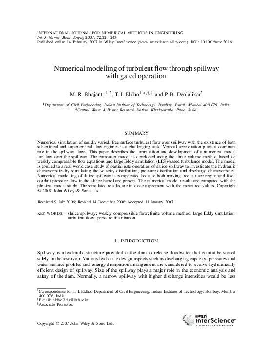 (PDF) Numerical modelling of turbulent flow through spillway with gated ...