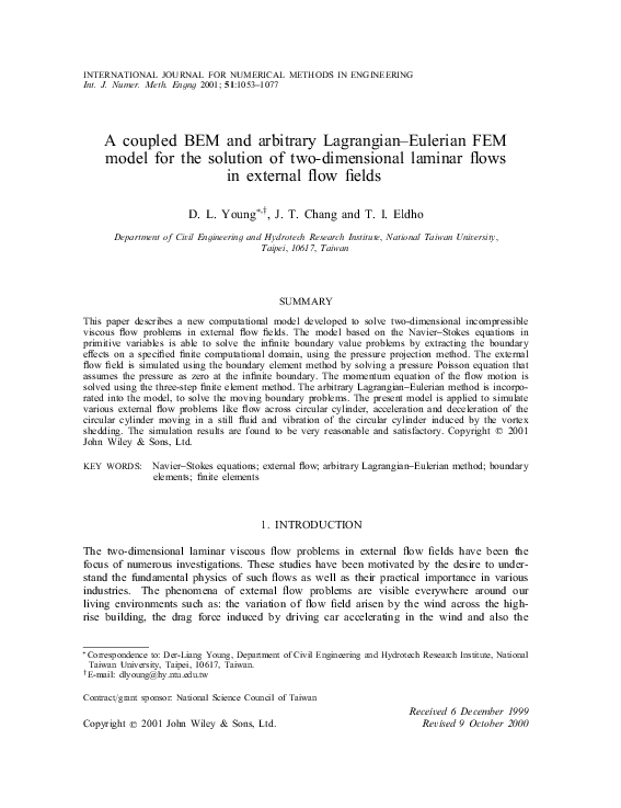 (PDF) A coupled BEM and arbitrary Lagrangian–Eulerian FEM model for the ...