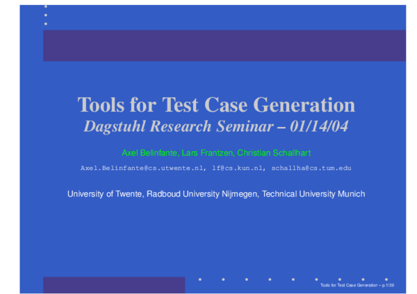 (PDF) Tools for Test Case Generation