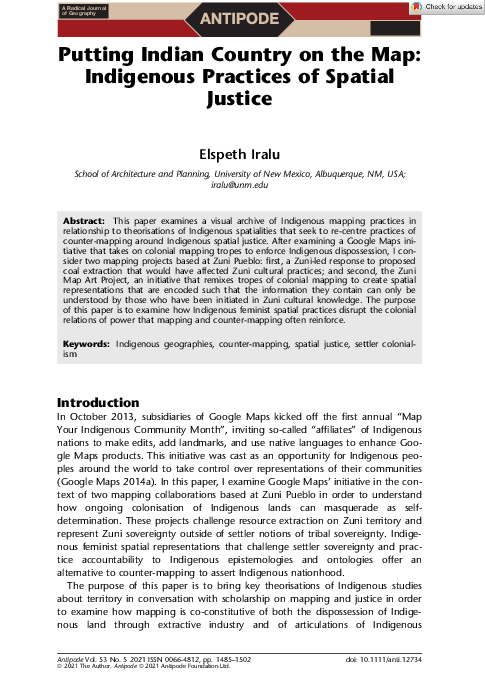 (PDF) Putting Indian Country on the Map: Indigenous Practices of ...