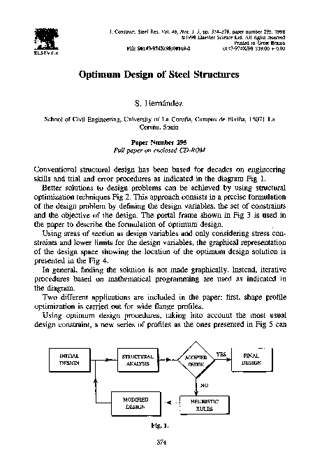 (PDF) Optimum design of steel structures