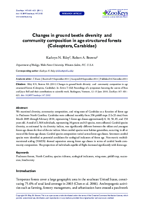 (PDF) Changes in ground beetle diversity and community composition in ...