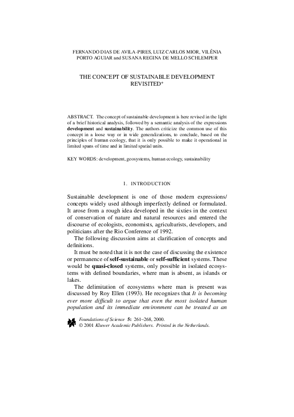 (PDF) The concept of sustainable development revisited
