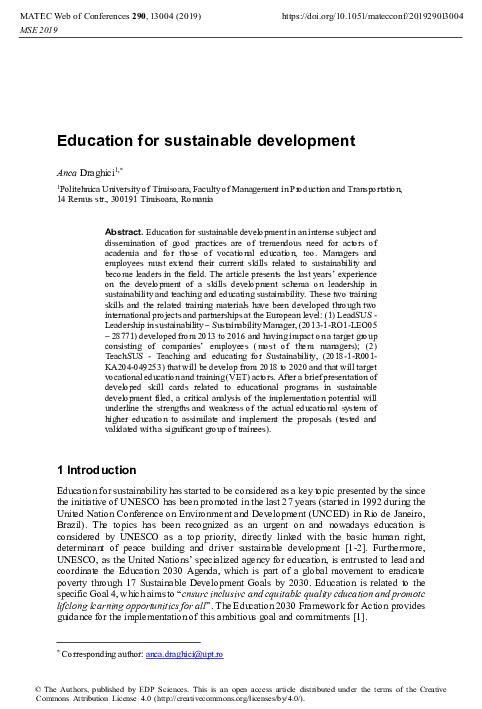 (PDF) Education for Sustainable Development