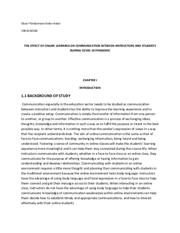 (DOC) THE EFFECT OF ONLINE LEARNING ON COMMUNICATION BETWEEN ...