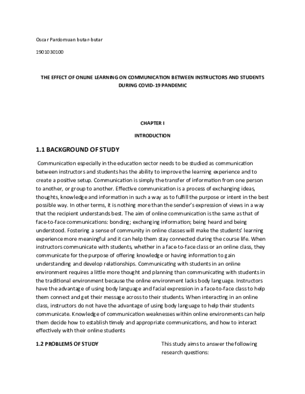 (DOC) THE EFFECT OF ONLINE LEARNING ON COMMUNICATION BETWEEN ...