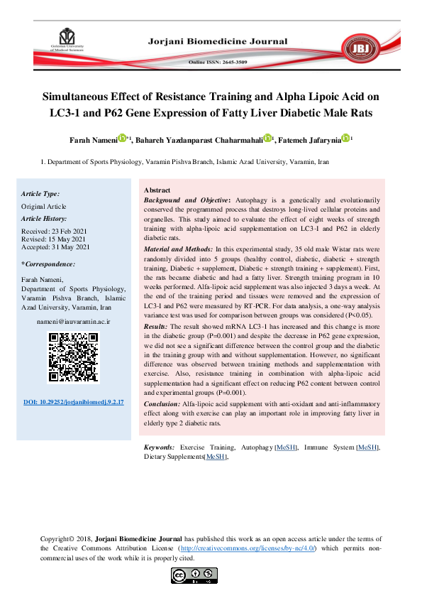 Alpha Lipoic Acid And Fatty Liver (PDF) Simultaneous Effect of Resistance Training and Alpha Lipoic Acid