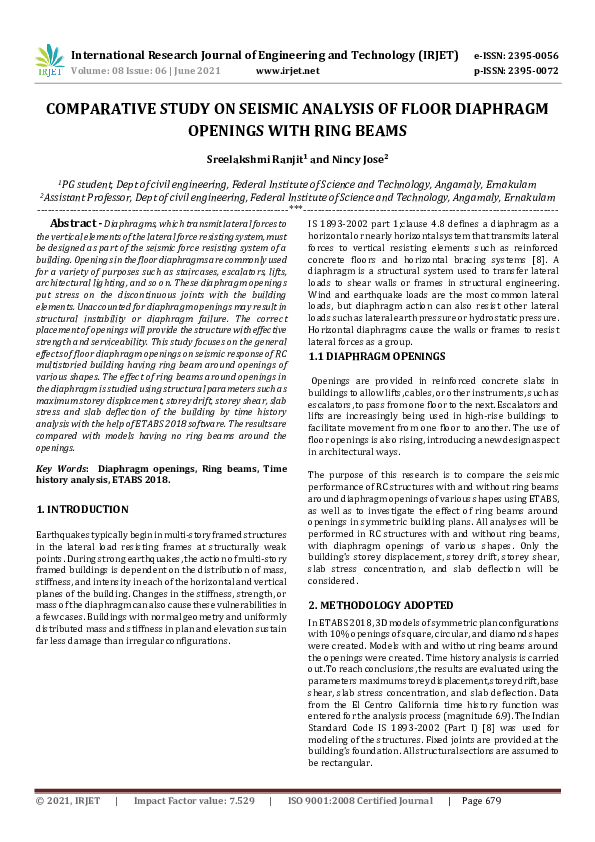 (PDF) IRJET- COMPARATIVE STUDY ON SEISMIC ANALYSIS OF FLOOR DIAPHRAGM ...