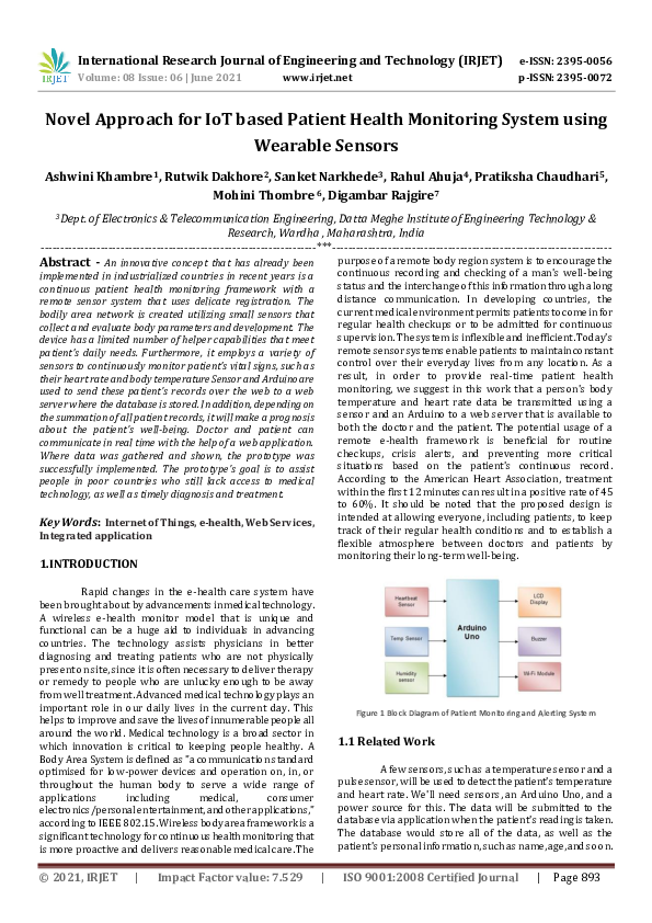 (PDF) IRJET- Novel Approach for IoT based Patient Health Monitoring ...