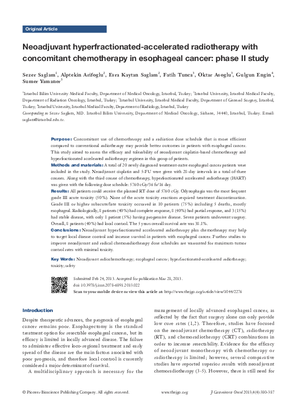 Akeega - Concomitant Use With Chemotherapy (PDF) Neoadjuvant hyperfractionated-accelerated radiotherapy with