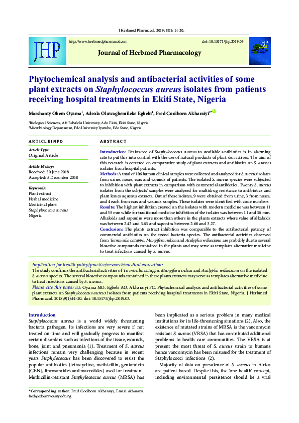 (PDF) Phytochemical analysis and antibacterial activities of some plant ...