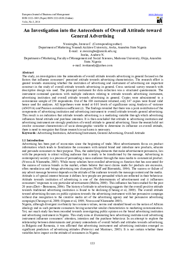 (PDF) An Investigation into the Antecedents of Overall Attitude toward ...