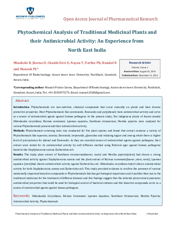 (PDF) Phytochemical Analysis of Traditional Medicinal Plants and their ...