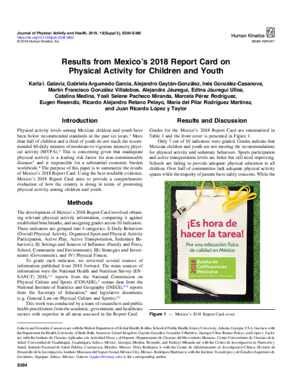(PDF) Results from Mexico’s 2018 Report Card on Physical Activity for ...
