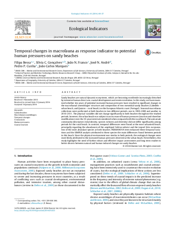 (PDF) Temporal changes in macrofauna as response indicator to potential ...