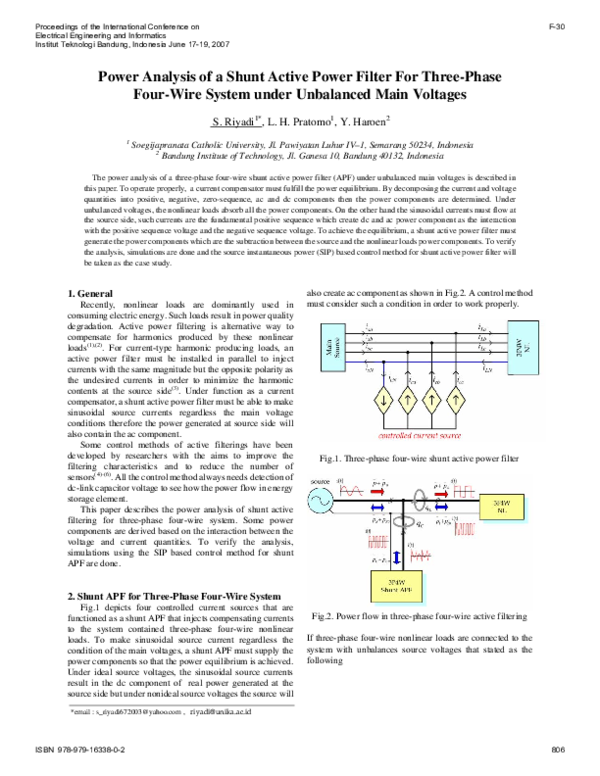 (PDF) Power Analysis of a Shunt Active Power Filter For Three-Phase ...