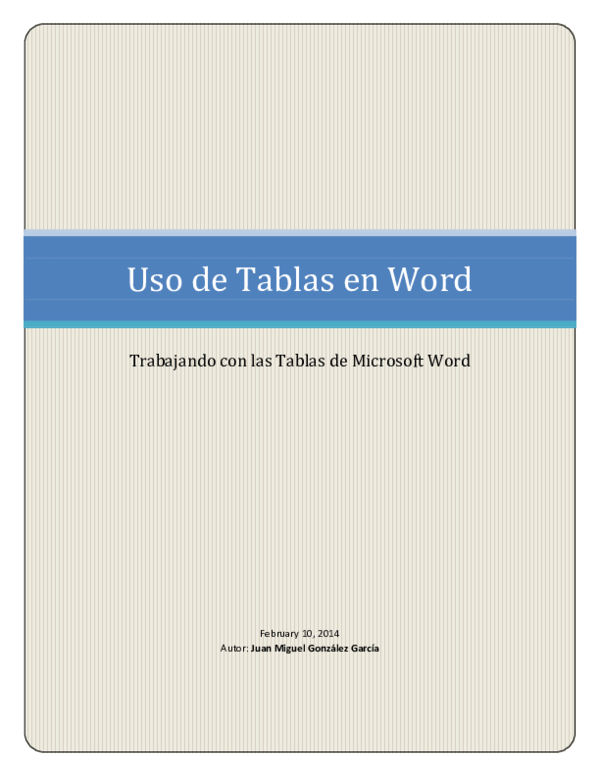 (PDF) Tablas en Microsoft Word Juan Miguel González García Academia.edu