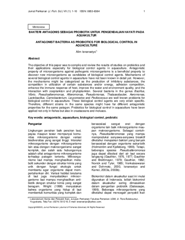 (PDF) Antagonist Bacteria as Probiotics for Biological Control in ...