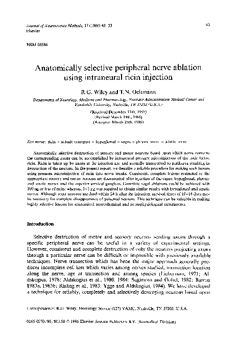 (PDF) Anatomically selective peripheral nerve ablation using ...