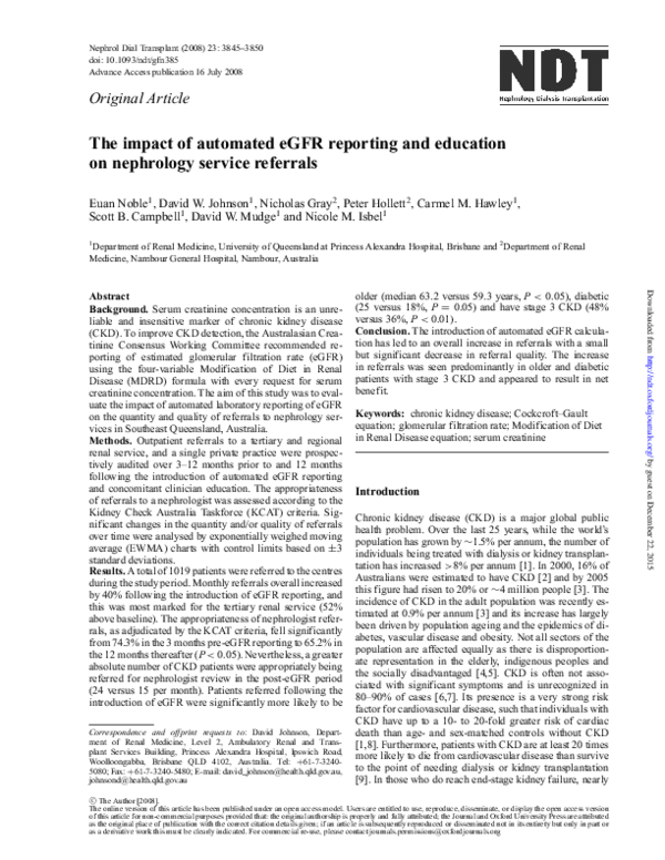 (PDF) The impact of automated eGFR reporting and education on ...