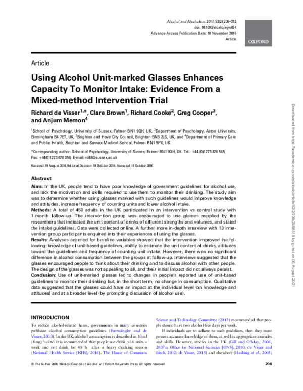 (PDF) Using Alcohol Unit-marked Glasses Enhances Capacity To Monitor ...