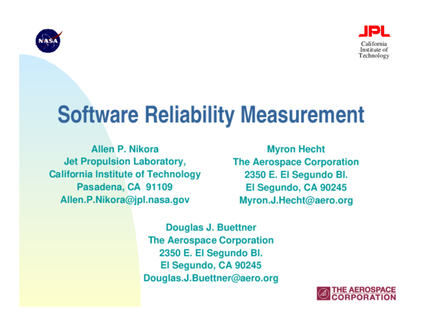 (PDF) Software reliability measurement