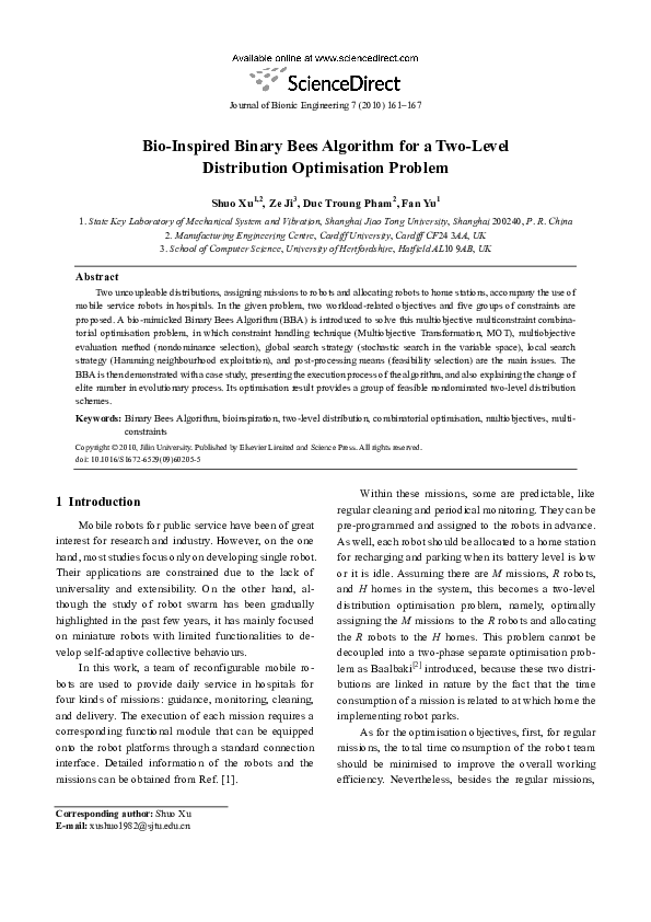 (PDF) Bio-Inspired Binary Bees Algorithm for a Two-Level Distribution ...