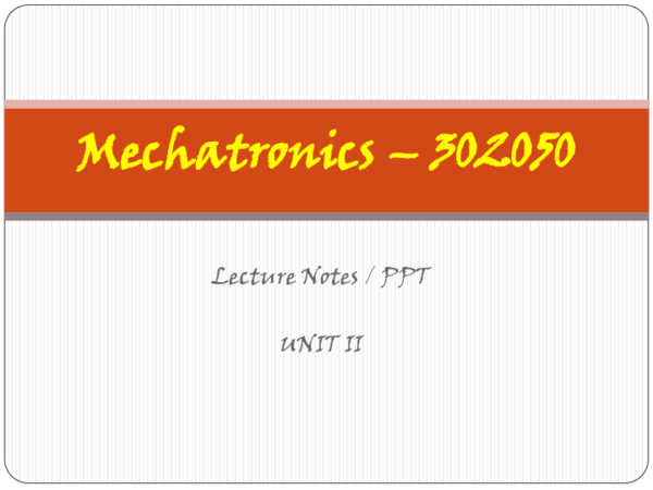 (PDF) Lecture Notes / PPT UNIT II