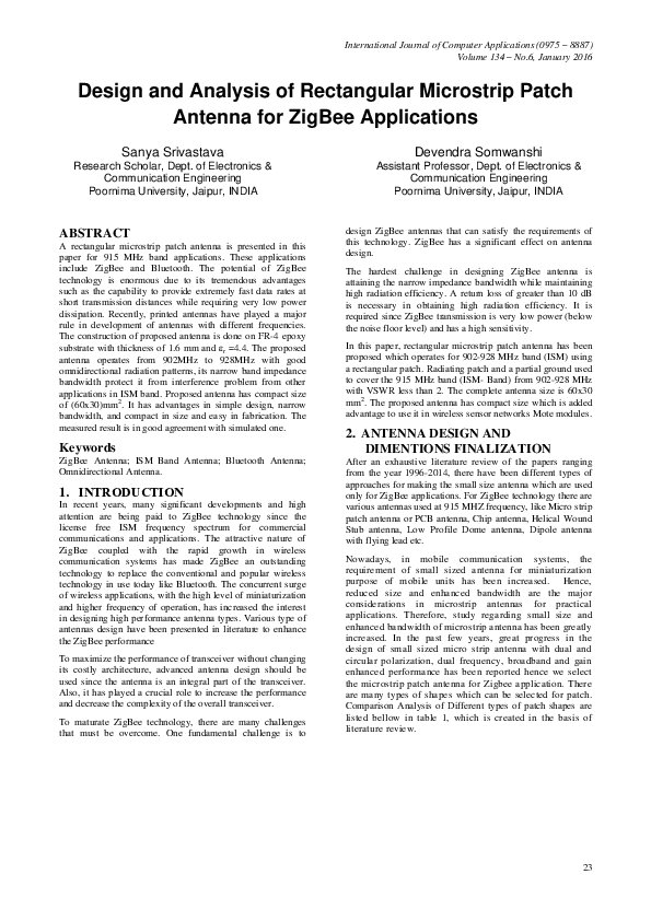 (PDF) Design and Analysis of Rectangular Microstrip Antennas with ...