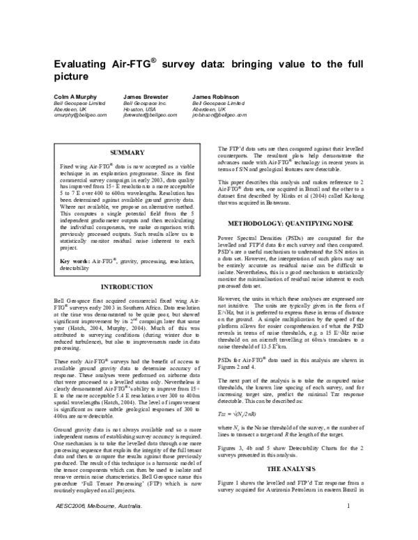 (PDF) Evaluating Air-FTG® survey data: bringing value to the full picture