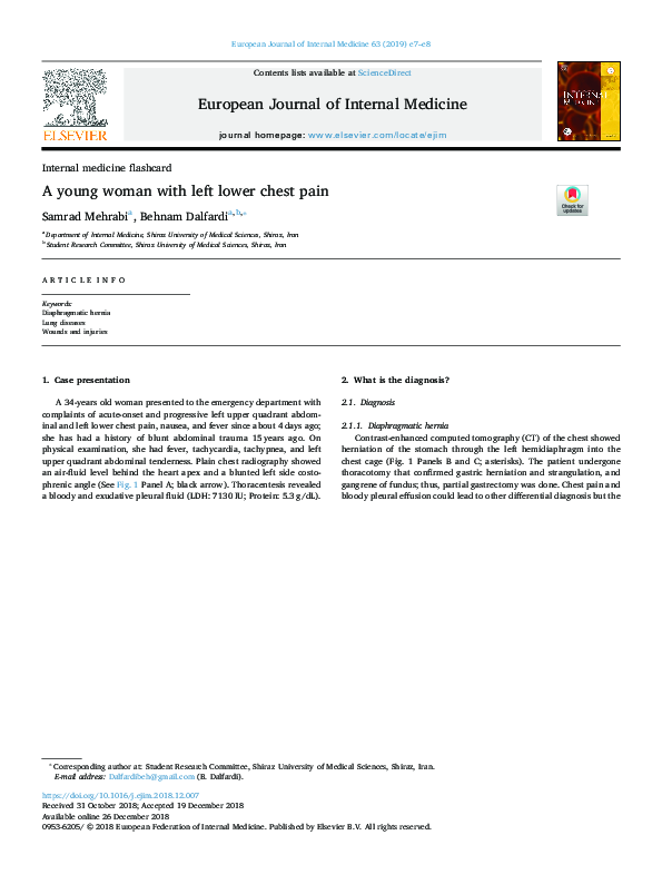 (PDF) A young woman with left lower chest pain